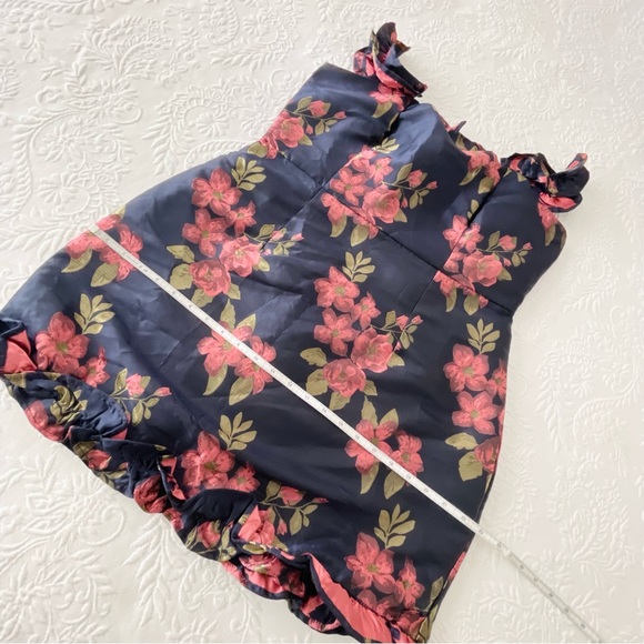 NWOT Lulus Pop the Bottle Navy Blue Floral Jacquard Ruffled Mini Dress XLarge - Picture 8 of 8